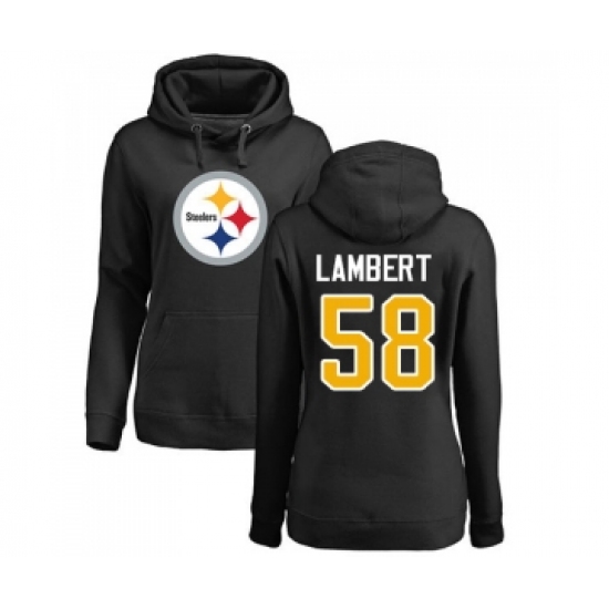 Football Women's Pittsburgh Steelers #58 Jack Lambert Black Name & Number Logo Pullover Hoodie - ujerseystore