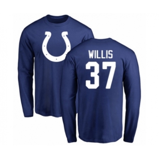 Football Indianapolis Colts #37 Khari Willis Royal Blue Name & Number Logo Long Sleeve T-Shirt - ujerseystore