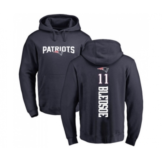 Football New England Patriots #11 Drew Bledsoe Navy Blue Backer Pullover Hoodie - ujerseystore