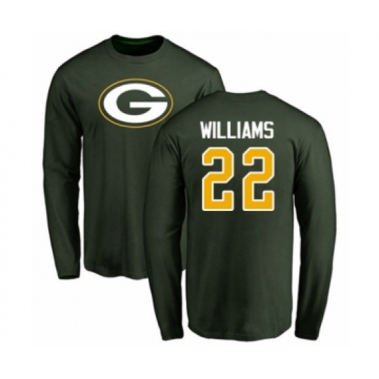 Football Green Bay Packers #22 Dexter Williams Green Name & Number Logo Long Sleeve T-Shirt - ujerseystore