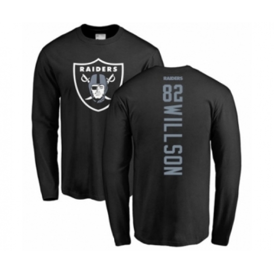 Football Oakland Raiders #82 Luke Willson Black Backer Long Sleeve T-Shirt - ujerseystore