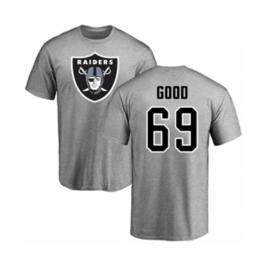 Football Oakland Raiders #69 Denzelle Good Ash Name & Number Logo T-Shirt - ujerseystore