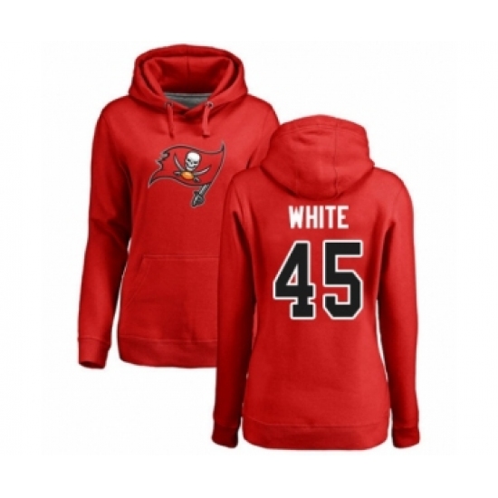 Football Women's Tampa Bay Buccaneers #45 Devin White Red Name & Number Logo Pullover Hoodie - ujerseystore