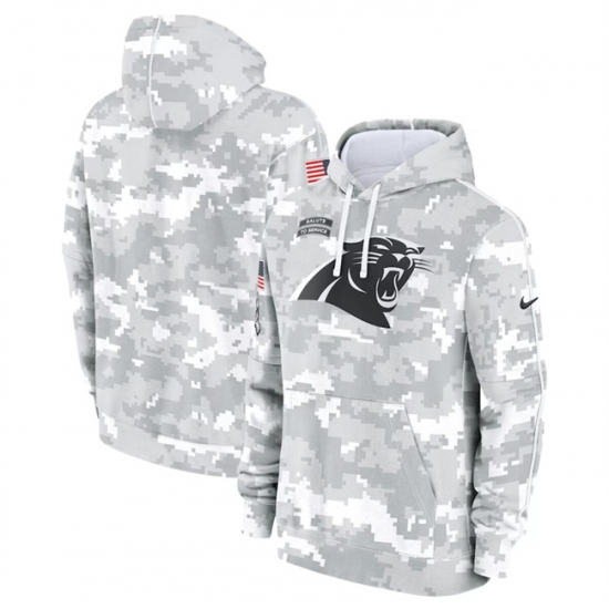 Men's Carolina Panthers 2024 Arctic Camo Salute To Service Club Fleece Pullover Hoodie - ujerseystore