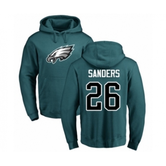 Philadelphia Eagles #26 Miles Sanders Green Name & Number Logo Pullover Hoodie - ujerseystore