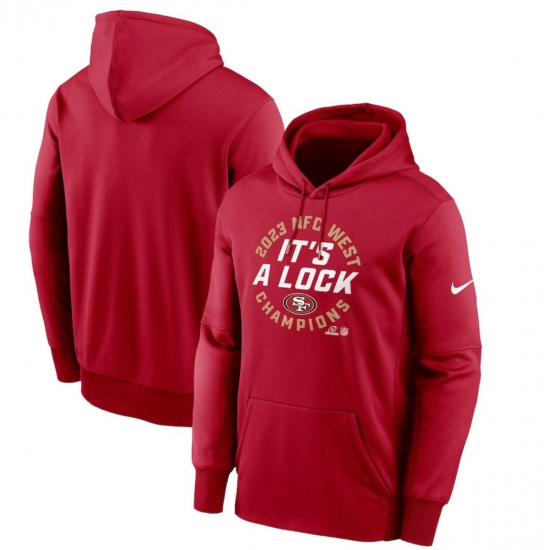 Men's San Francisco 49ers Scarlet 2023 NFC West Division Champions Locker Room Trophy Collection Pullover Hoodie - ujerseystore