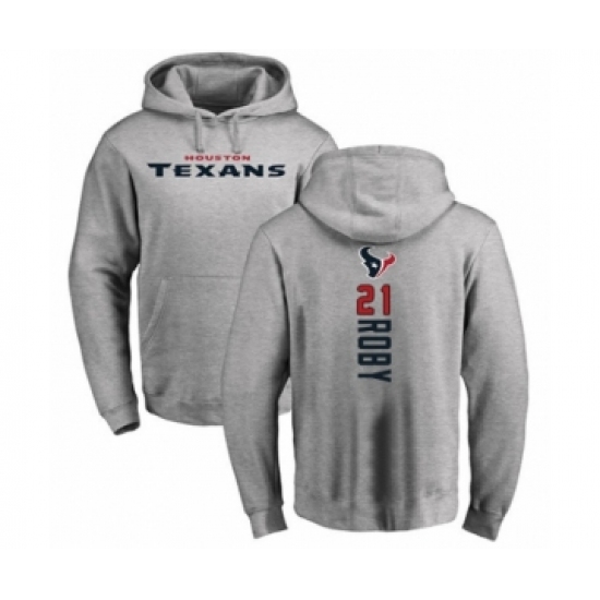 Football Houston Texans #21 Bradley Roby Ash Backer Pullover Hoodie - ujerseystore