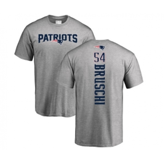 Football New England Patriots #54 Tedy Bruschi Ash Backer T-Shirt - ujerseystore