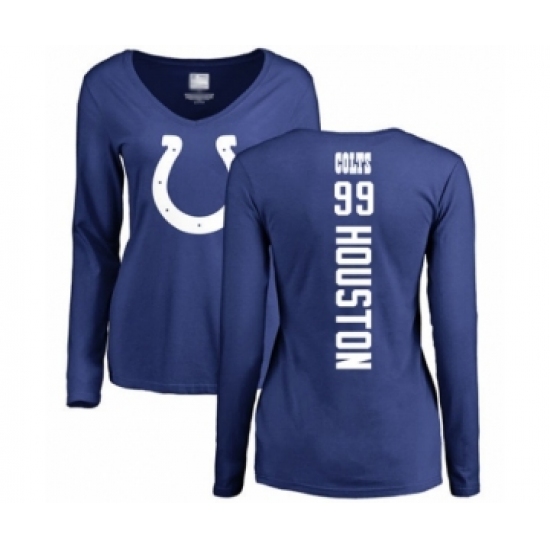 Football Women's Indianapolis Colts #99 Justin Houston Royal Blue Backer Long Sleeve T-Shirt - ujerseystore