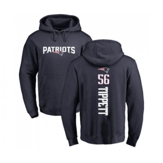 Football New England Patriots #56 Andre Tippett Navy Blue Backer Pullover Hoodie - ujerseystore