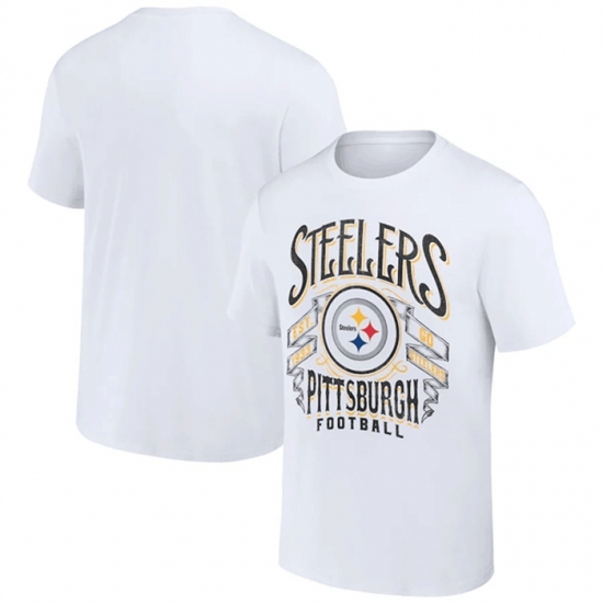 Men's Pittsburgh Steelers White X Darius Rucker Collection Vintage Football T Shirt - ujerseystore