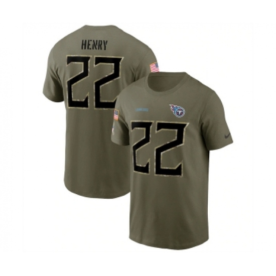Men's Tennessee Titans #22 Derrick Henry 2022 Olive Salute to Service T-Shirt - ujerseystore