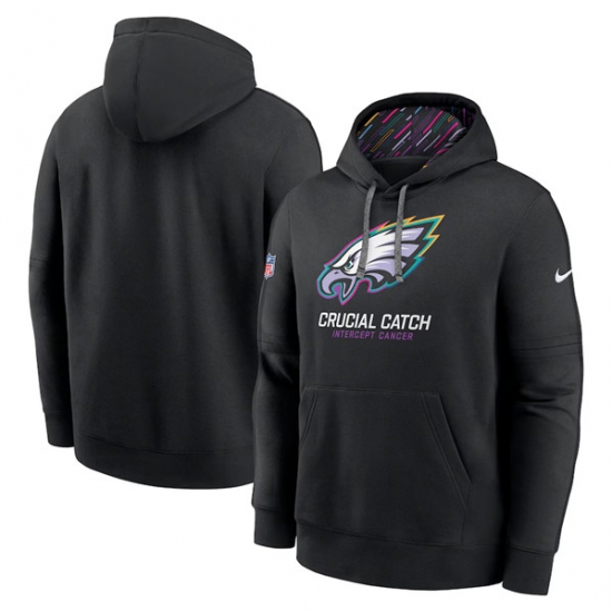 Men's Philadelphia Eagles Black 2024 Crucial Catch Club Pullover Hoodie - ujerseystore