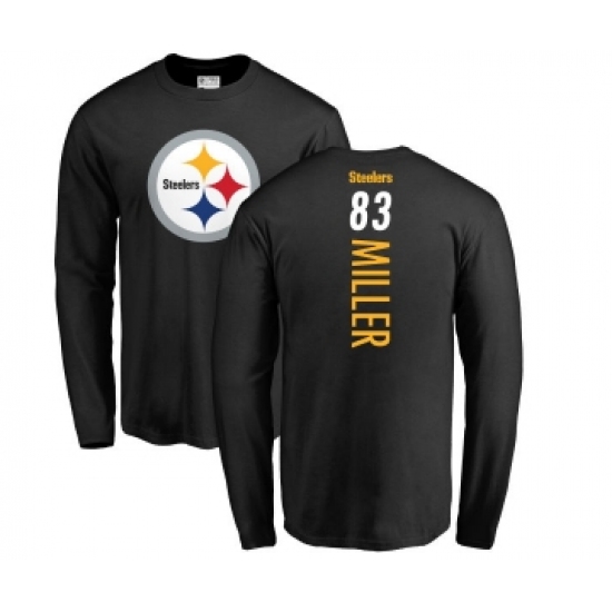 Football Pittsburgh Steelers #83 Heath Miller Black Backer Long Sleeve T-Shirt - ujerseystore