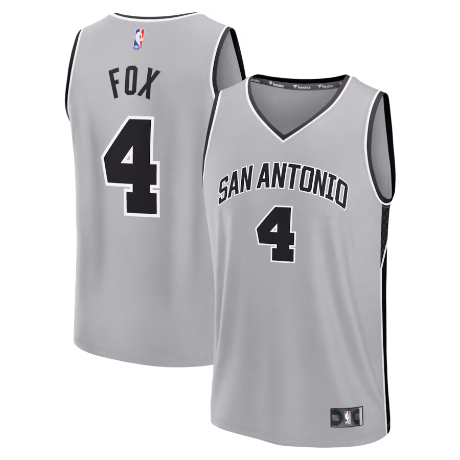 Youth San Antonio Spurs De'Aaron Fox Fanatics Silver Fast Break Jersey - Statement Edition - ujerseystore