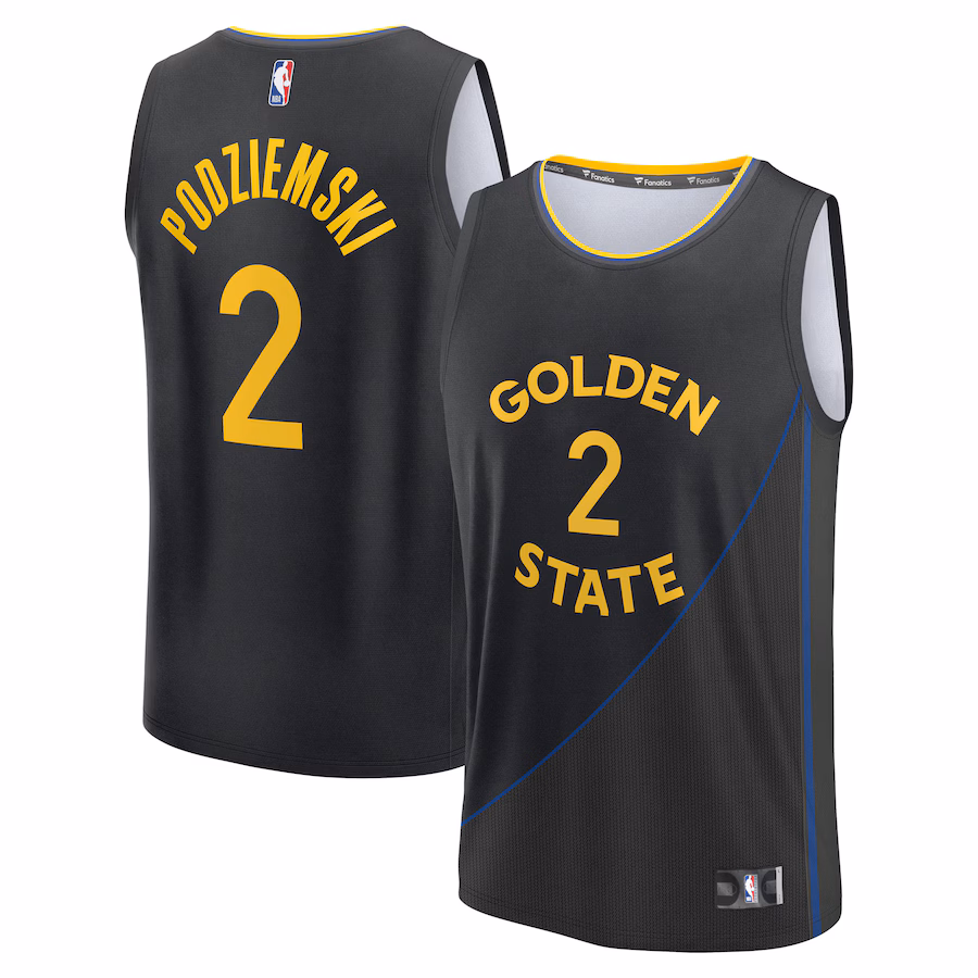 Men's Golden State Warriors Brandin Podziemski Fanatics Black Fast Break Replica Player Jersey - Statement Edition - ujerseystore