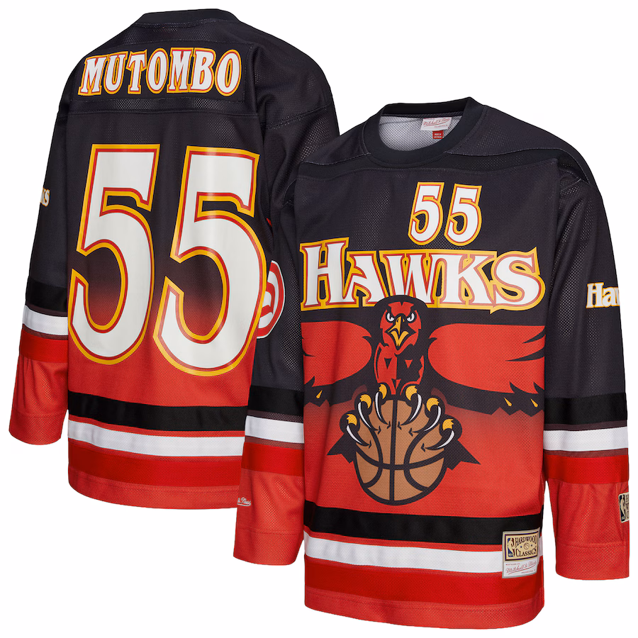 Unisex Atlanta Hawks Dikembe Mutombo Mitchell & Ness Red Maxxed Out Fashion Hockey Jersey - ujerseystore