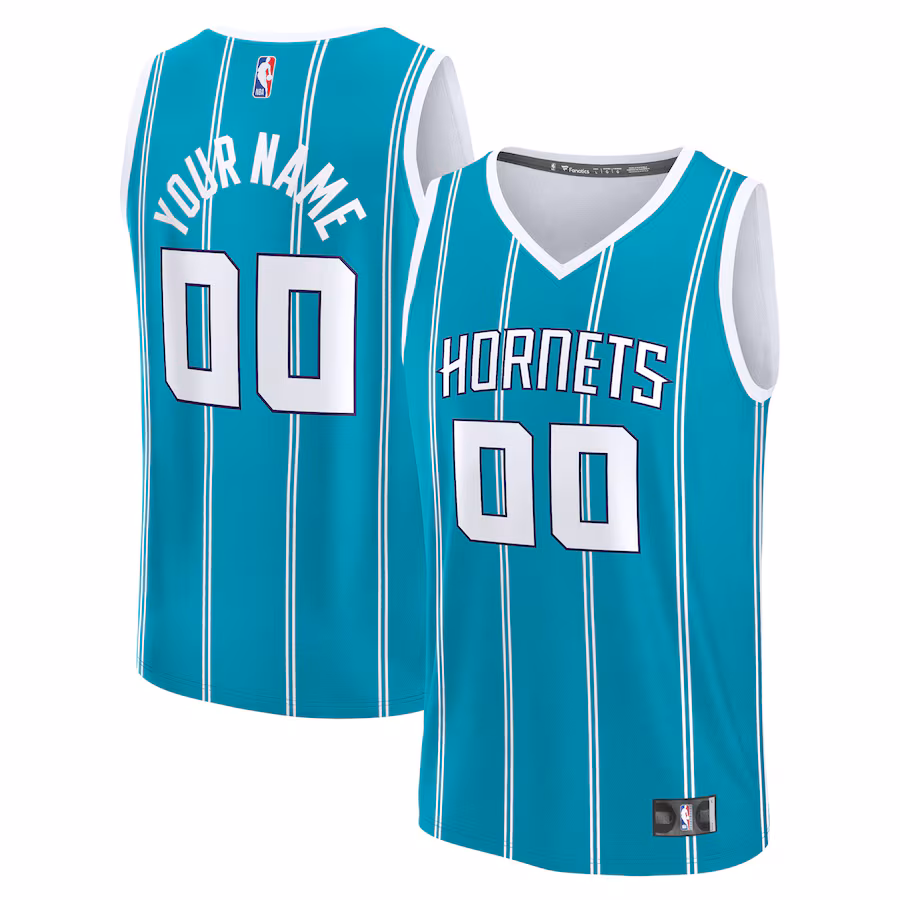 Youth Charlotte Hornets Fanatics Teal Fast Break Custom Replica Jersey - Icon Edition - ujerseystore