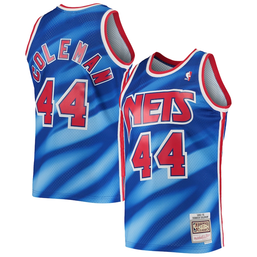 Men's New Jersey Nets Derrick Coleman Mitchell & Ness Blue 1990/91 Hardwood Classics Swingman Jersey - ujerseystore