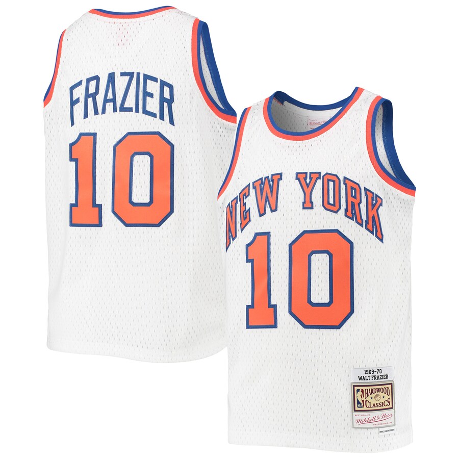 Youth New York Knicks Walt Frazier Mitchell & Ness White 1969-70 Hardwood Classics Swingman Jersey - ujerseystore