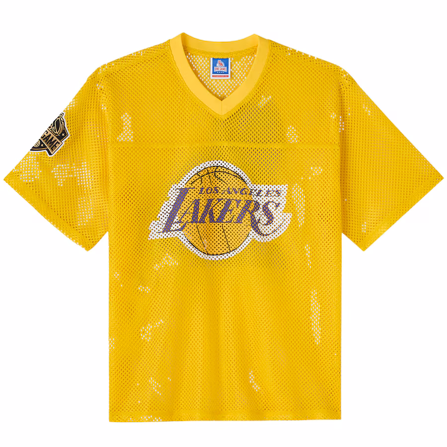 Men's Los Angeles Lakers OVO x NBA Gold Mesh Football Fashion Jersey - ujerseystore