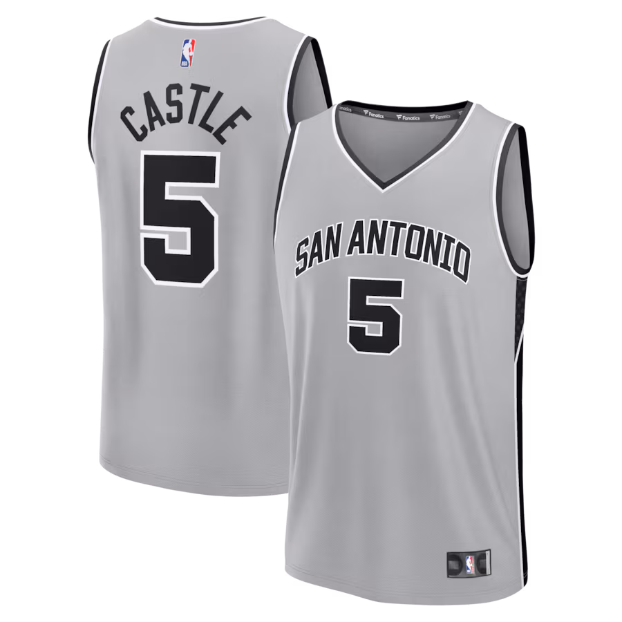 Men's San Antonio Spurs Stephon Castle Fanatics Silver Fast Break Jersey - Statement Edition - ujerseystore