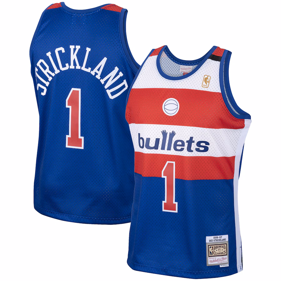 Men's Washington Bullets Rod Strickland Mitchell & Ness Royal 1996/97 Hardwood Classics Swingman Jersey - ujerseystore