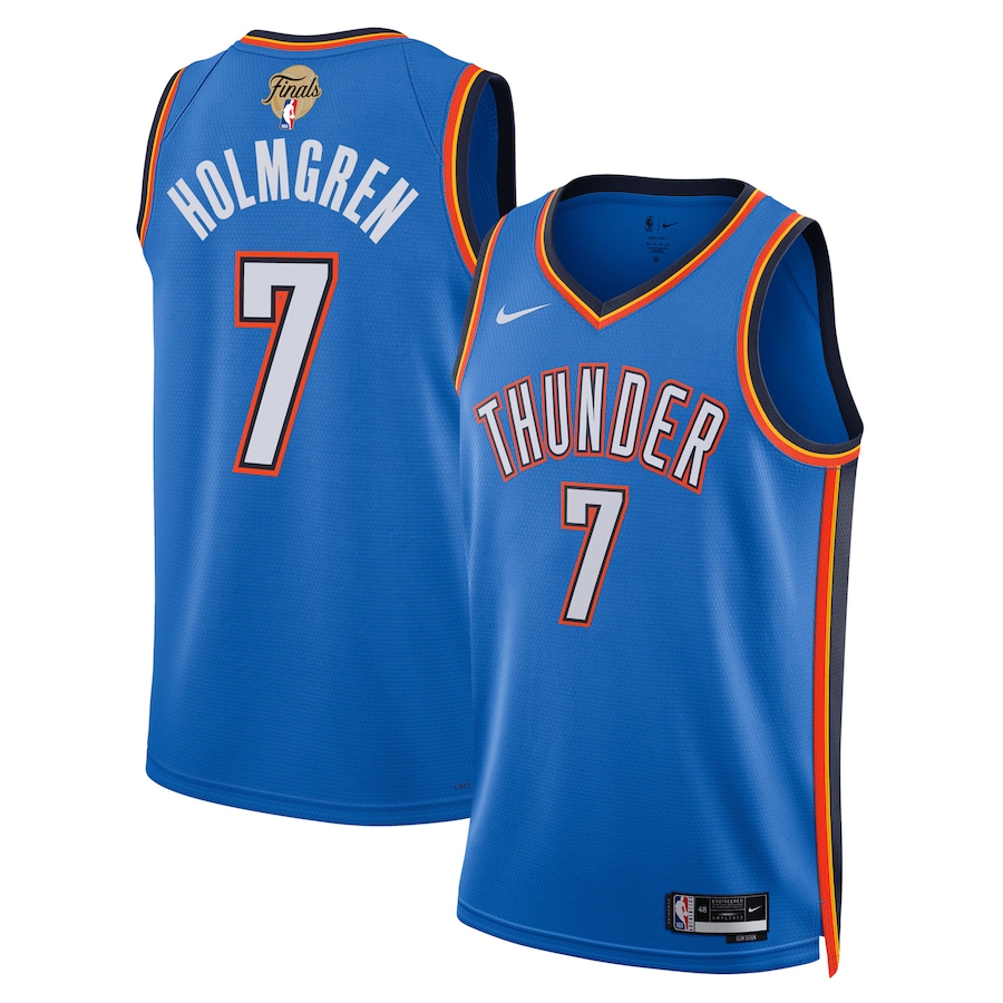 Unisex Oklahoma City Thunder Chet Holmgren Nike Blue 2025 NBA Finals Swingman Jersey - Icon Edition - ujerseystore