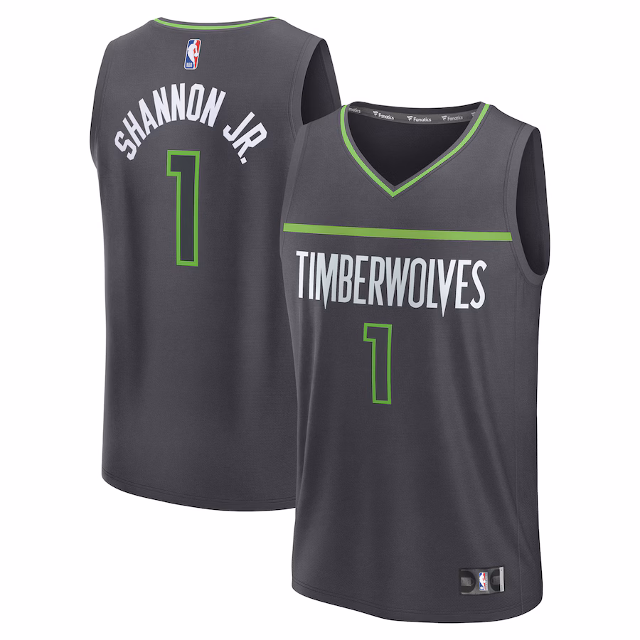 Men's Minnesota Timberwolves Terrence Shannon Jr. Fanatics Anthracite Fast Break Replica Jersey - Statement Edition - ujerseystore
