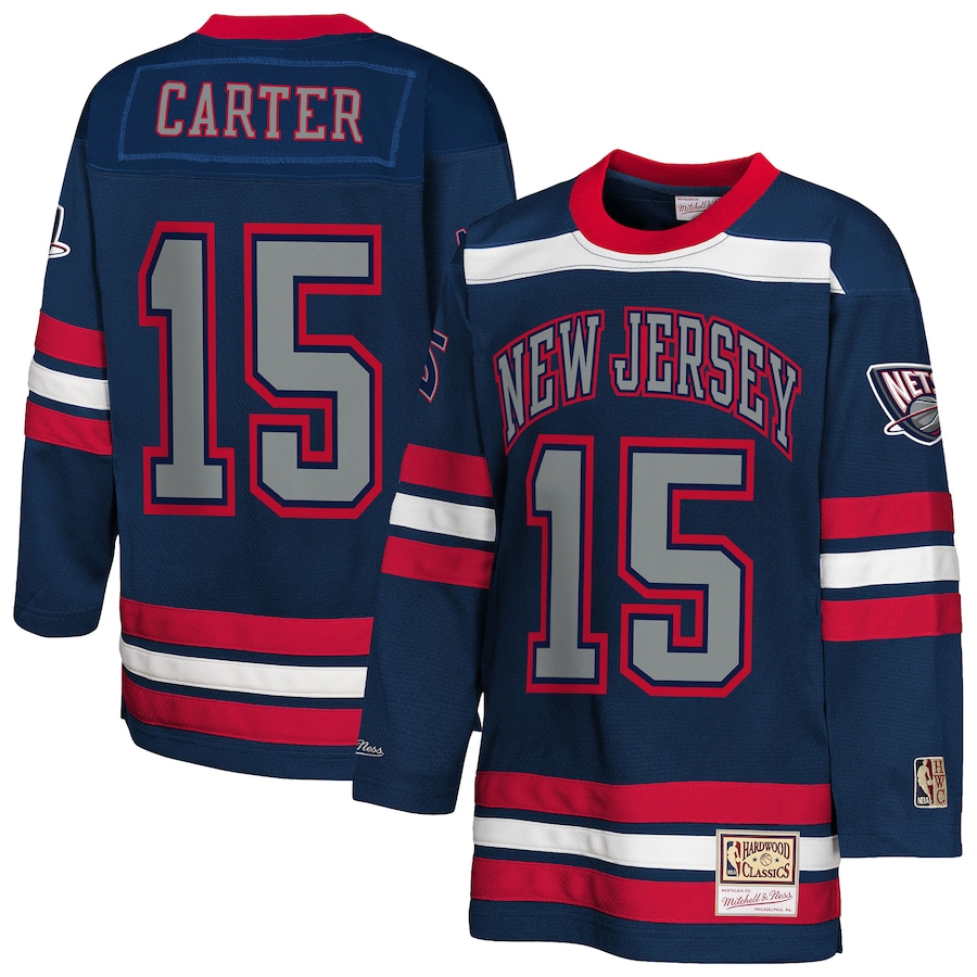 Youth New Jersey Nets Vince Carter Mitchell & Ness Navy Maxxed Out 2.0 Fashion Hockey Jersey - ujerseystore