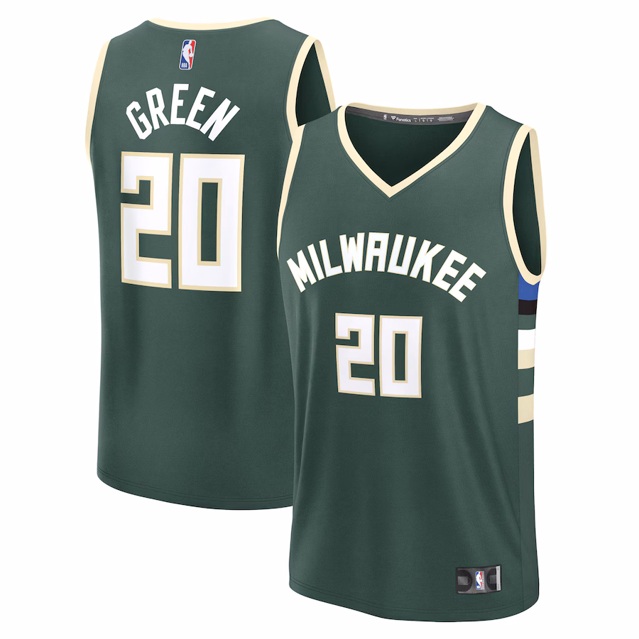 Men's Milwaukee Bucks A.J. Green Fanatics Hunter Green Fast Break Replica Player Jersey - Icon Edition - ujerseystore