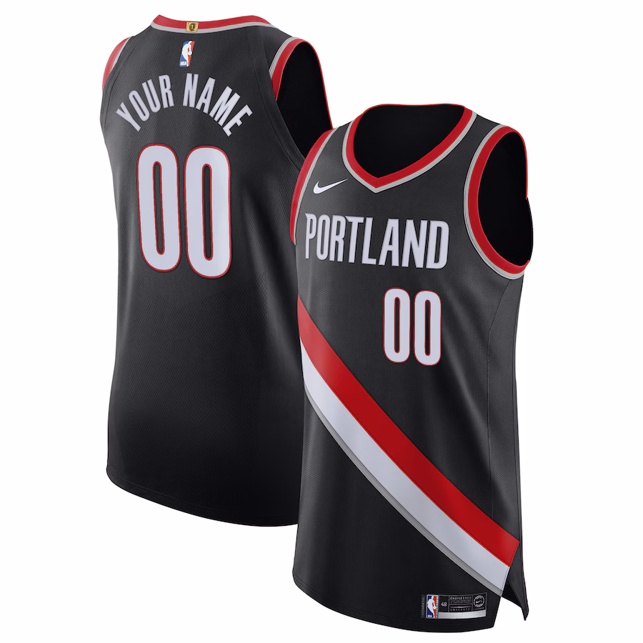 Men's Portland Trail Blazers Nike Black 2020/21 Authentic Custom Jersey - Icon Edition - ujerseystore