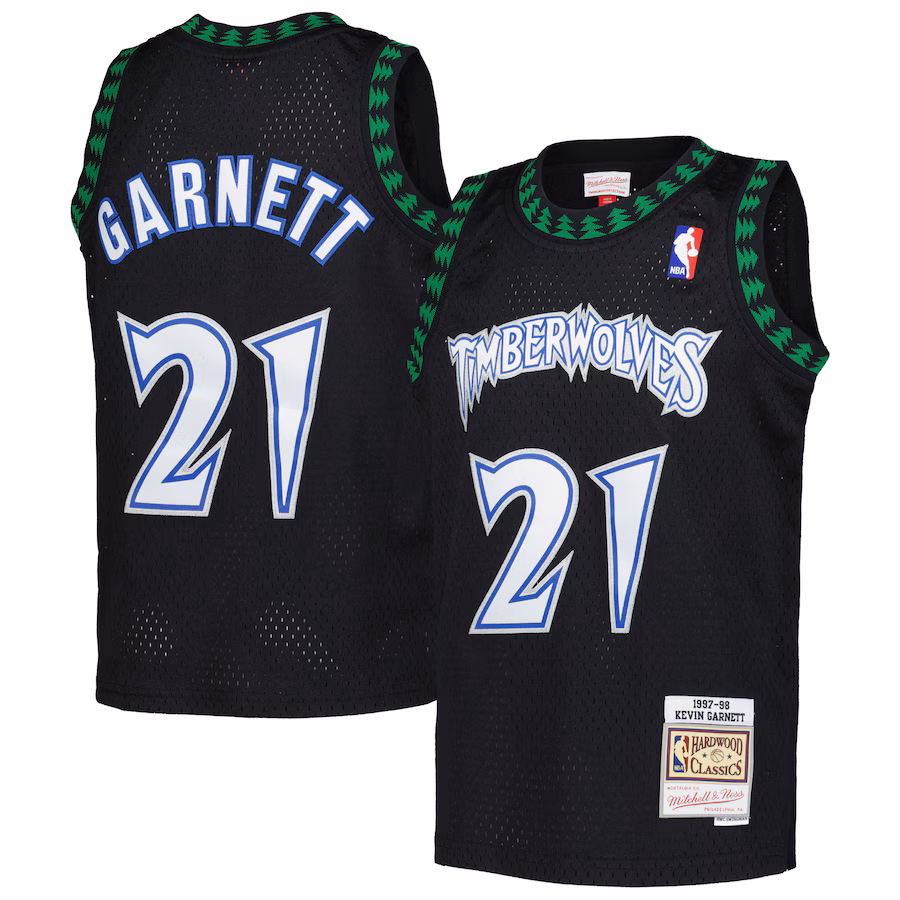 Youth Minnesota Timberwolves Kevin Garnett Mitchell & Ness Black 1997/98 Hardwood Classics Swingman Jersey - ujerseystore