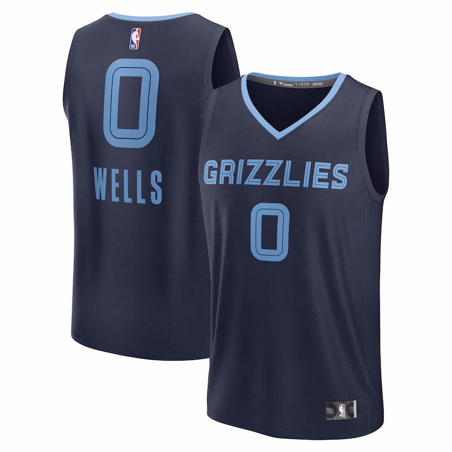 Men's Memphis Grizzlies Jaylen Wells Fanatics Navy Fast Break Replica Player Jersey - Icon Edition - ujerseystore