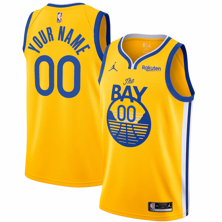 Men's Golden State Warriors Jordan Brand Gold - Swingman Custom Jersey - Statement Edition - ujerseystore
