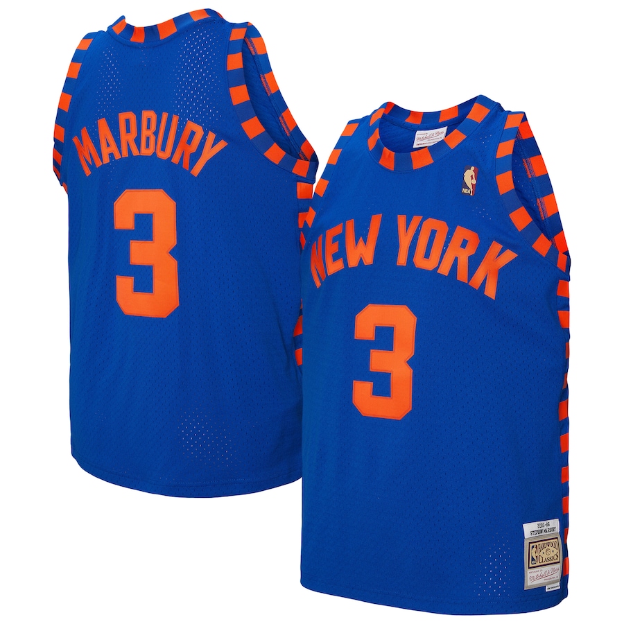 Men's New York Knicks Stephon Marbury Mitchell & Ness Blue 2005/06 Hardwood Classics Swingman Jersey - ujerseystore