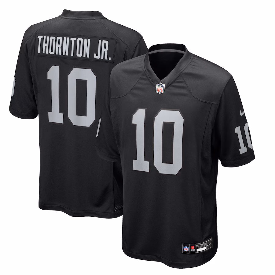 Men's Las Vegas Raiders Dont'e Thornton Jr. Nike Black Team Game Jersey - ujerseystore