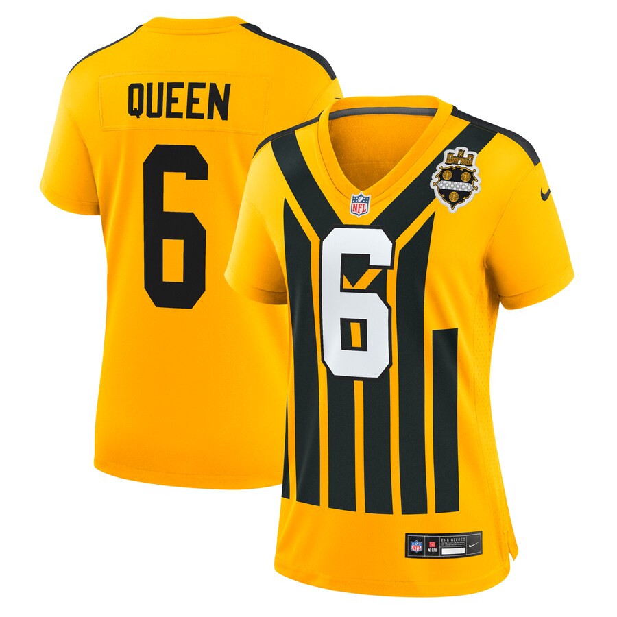 Women's Pittsburgh Steelers Patrick Queen Nike Gold Alternate 1933 Throwback Game Jersey - ujerseystore
