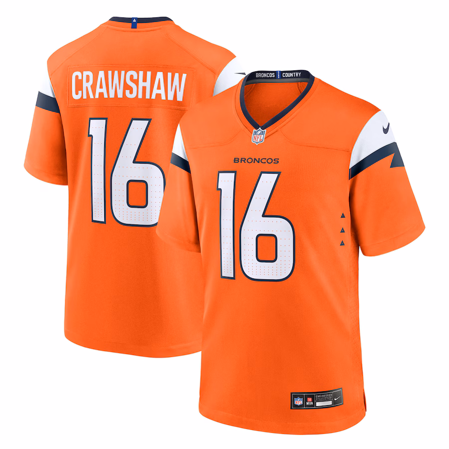 Men's Denver Broncos Jeremy Crawshaw Nike Orange Team Game Jersey - ujerseystore