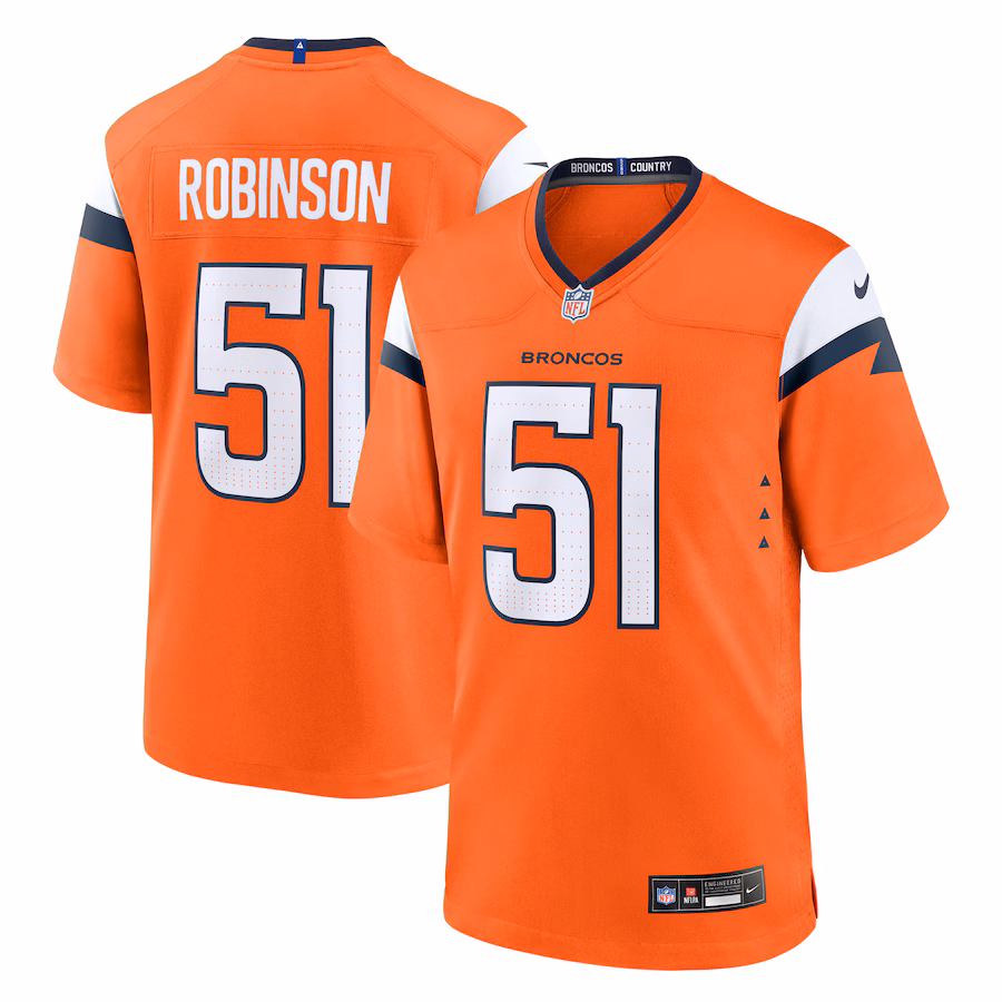 Men's Denver Broncos Que Robinson Nike Orange Team Game Jersey - ujerseystore