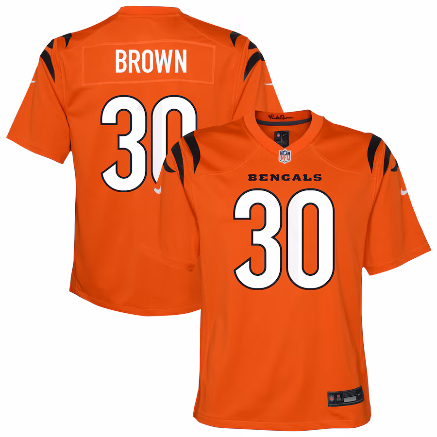 Youth Cincinnati Bengals Chase Brown Nike Orange Alternate Game Jersey - ujerseystore