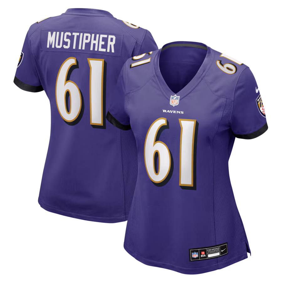 Women's Baltimore Ravens Sam Mustipher Nike Purple Team Game Jersey - ujerseystore