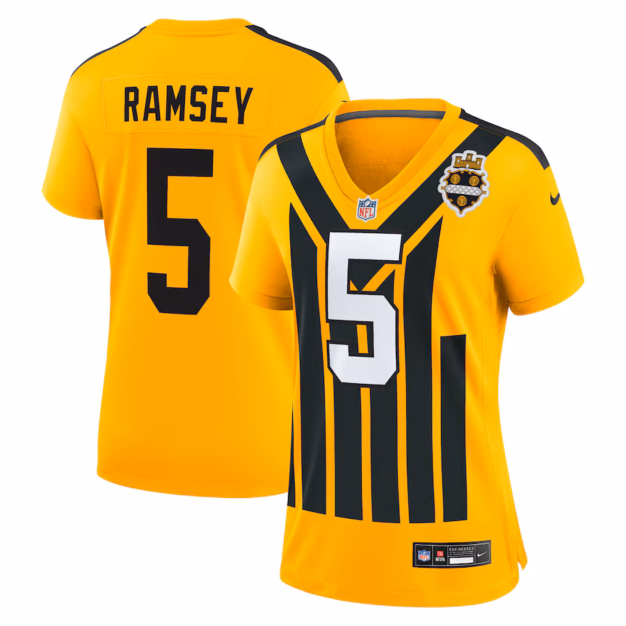 Women's Pittsburgh Steelers Jalen Ramsey Nike Gold Alternate 1933 Throwback Game Jersey - ujerseystore