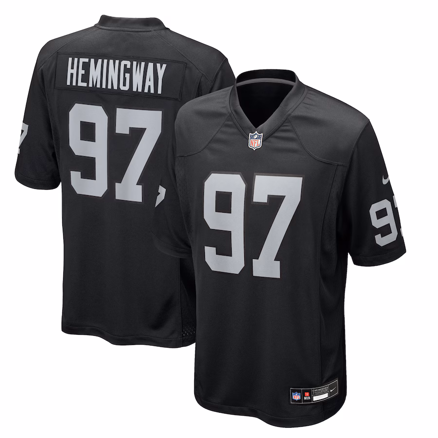 Men's Las Vegas Raiders Tonka Hemingway Nike Black Team Game Jersey - ujerseystore