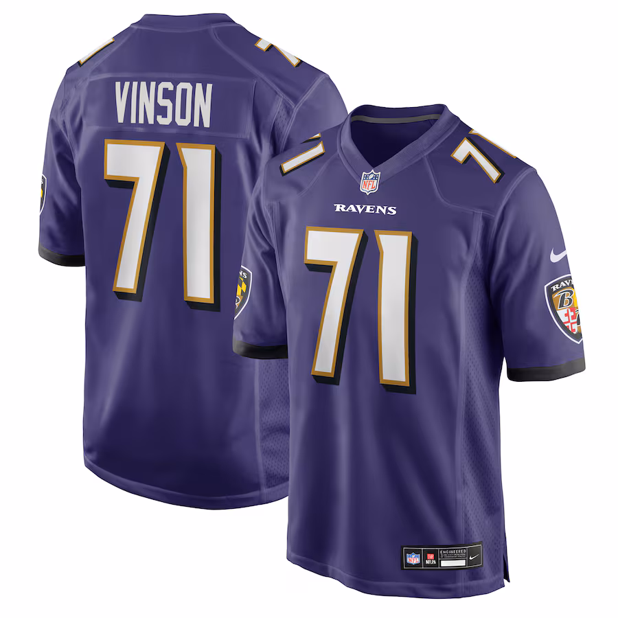 Men's Baltimore Ravens Carson Vinson Nike Purple Team Game Jersey - ujerseystore