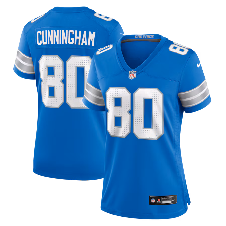 Women's Detroit Lions Malik Cunningham Nike Blue Team Game Jersey - ujerseystore