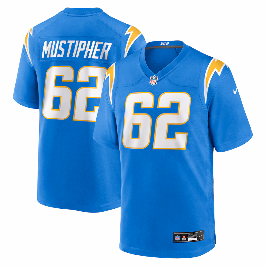 Men's Los Angeles Chargers Sam Mustipher Nike Powder Blue Team Game Jersey - ujerseystore