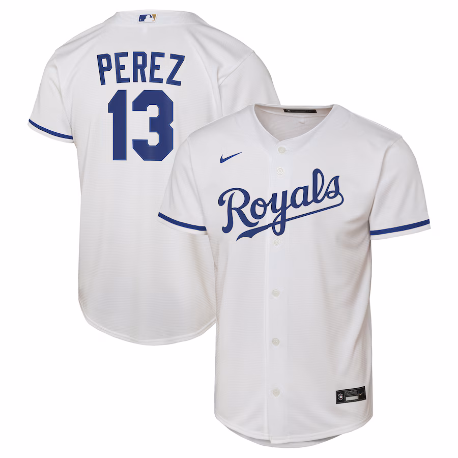 Youth Kansas City Royals Salvador Perez Nike White Home Replica Jersey - ujerseystore