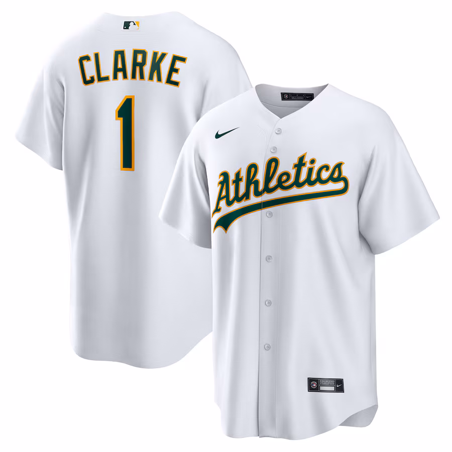 Men's Athletics Denzel Clarke Nike White Home Replica Jersey - ujerseystore