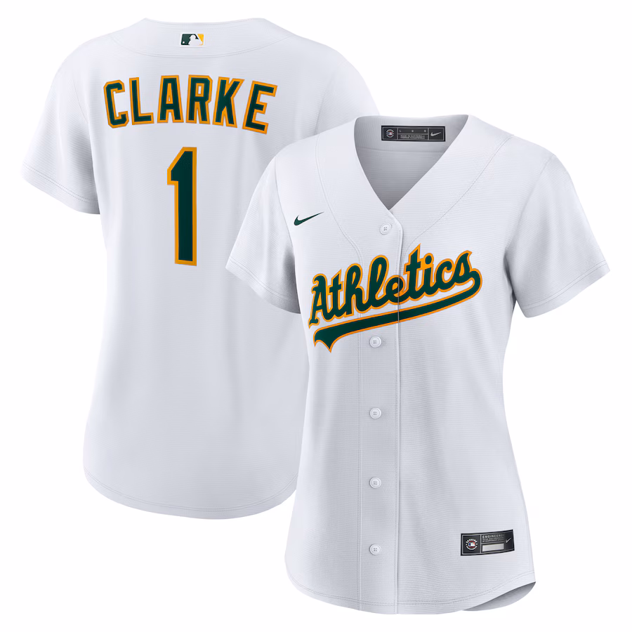Women's Athletics Denzel Clarke Nike White Home Replica Jersey - ujerseystore
